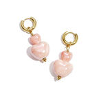 Stacked heart bead earrings