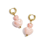 Stacked heart bead earrings