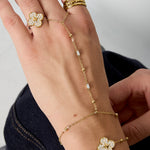 Hand chain with beads and rectangular stones