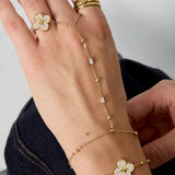 Hand chain with beads and rectangular stones