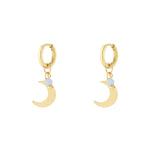 Earrings with moon charm and coloured bead