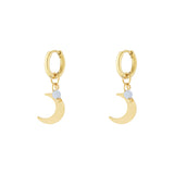 Earrings with moon charm and coloured bead
