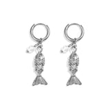Stainless Steel Drop Earrings Fish Simple Daily Simple Series Women's jewelry