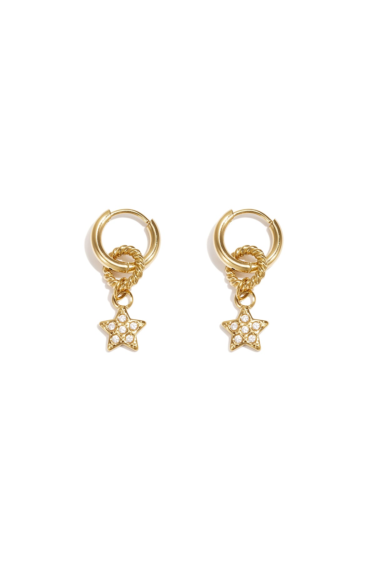 Small earring with dangling embellished star
