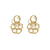 14K Gold Plated Stainless Steel Drop Earrings Flower Simple Daily Simple Series Women's jewelry