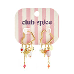 Heart-shaped hoop earrings with beaded pendants and charms