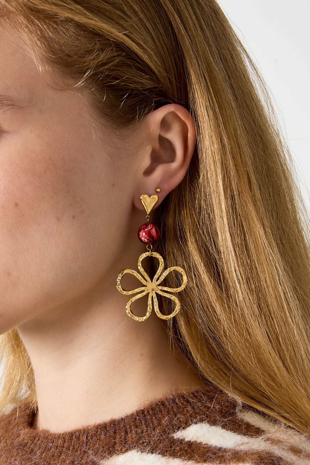 Stainless Steel Dangle Earrings Flower Daily Simple Series Women's jewelry