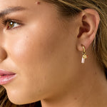 Earrings with beads and coin charm