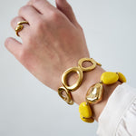 Beaded bracelet with organically shaped statement bead
