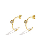 Hoop earrings with round stone