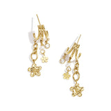 Triple earrings with floral pendants