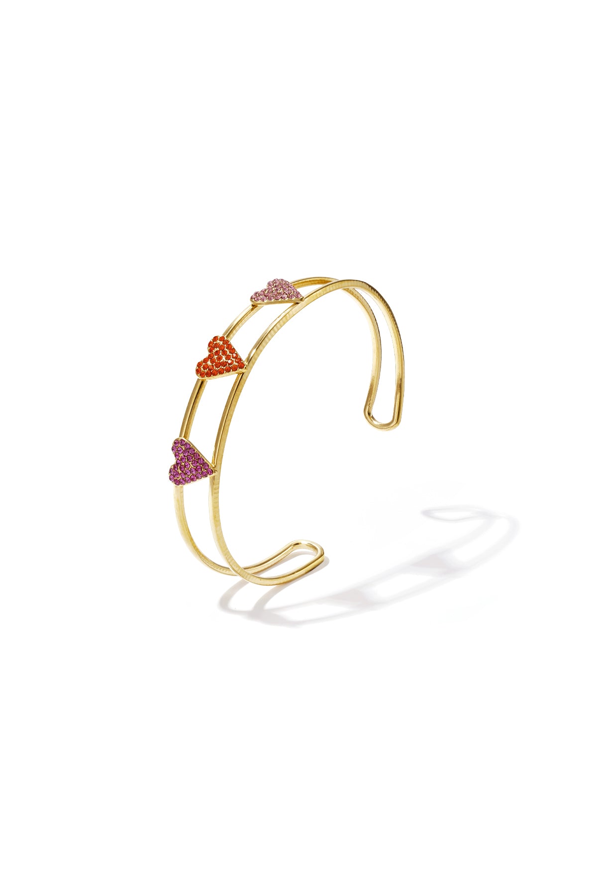 Bangle with rhinestone hearts