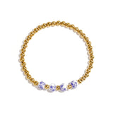 Solid beaded bracelet with beads in a blue floral print