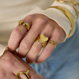 Statement ring with drop details and heart