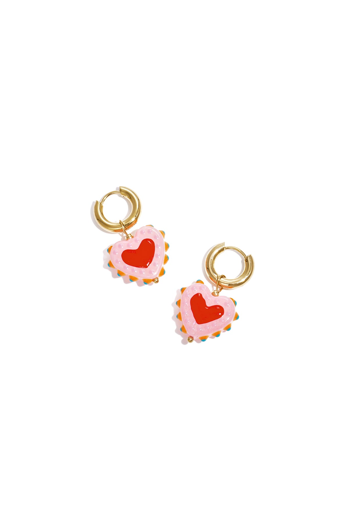 Earrings with heart in candy motif