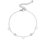 bracelet with heart and diamond charms