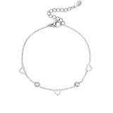 bracelet with heart and diamond charms