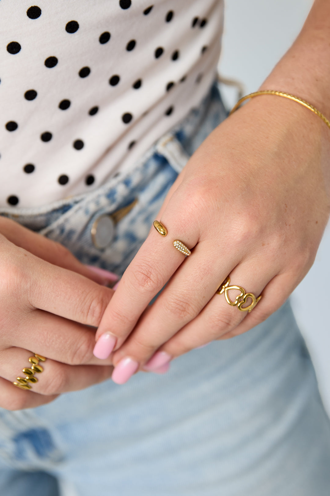 14K Gold Plated Stainless Steel Minimalist Rings Circle Casual Daily Simple Series Women's jewelry