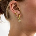 Squoval earrings with set heart charms