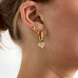Squoval earrings with set heart charms
