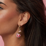 Earrings with colorful heart charms