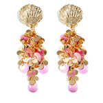 Shell earrings with hanging sequins