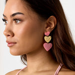 Statement earrings with glitter hearts