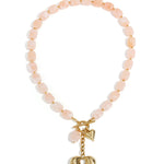 Squoval beaded necklace hanging heart