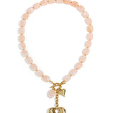 Squoval beaded necklace hanging heart