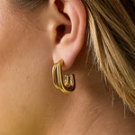 Rectangular double earrings