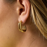 Rectangular double earrings