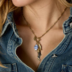 Necklace with front closure and fish charms