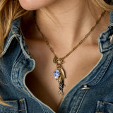 Necklace with front closure and fish charms