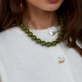Necklace with large beads and front closure-15mm