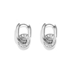 Oval earrings with set circle pendant