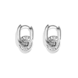Oval earrings with set circle pendant