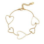 14K gold-plated stainless steel charm bracelets with heart, everyday simple series, women's jewelry