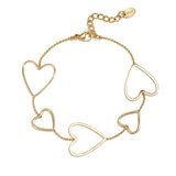 14K gold-plated stainless steel charm bracelets with heart, everyday simple series, women's jewelry