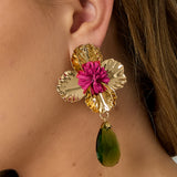Iron Drop Earrings Flower Vacation Luxurious Series Women's jewelry