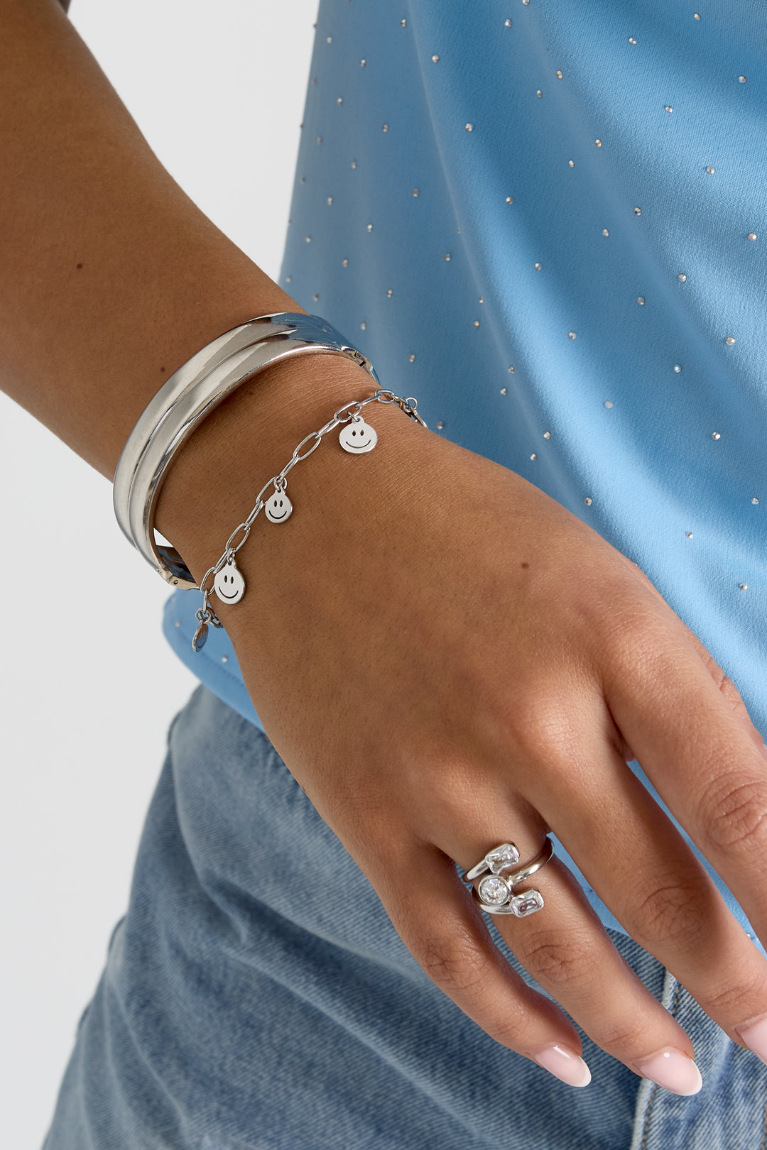 Bracelet multiple smileys Gold Color Stainless Steel