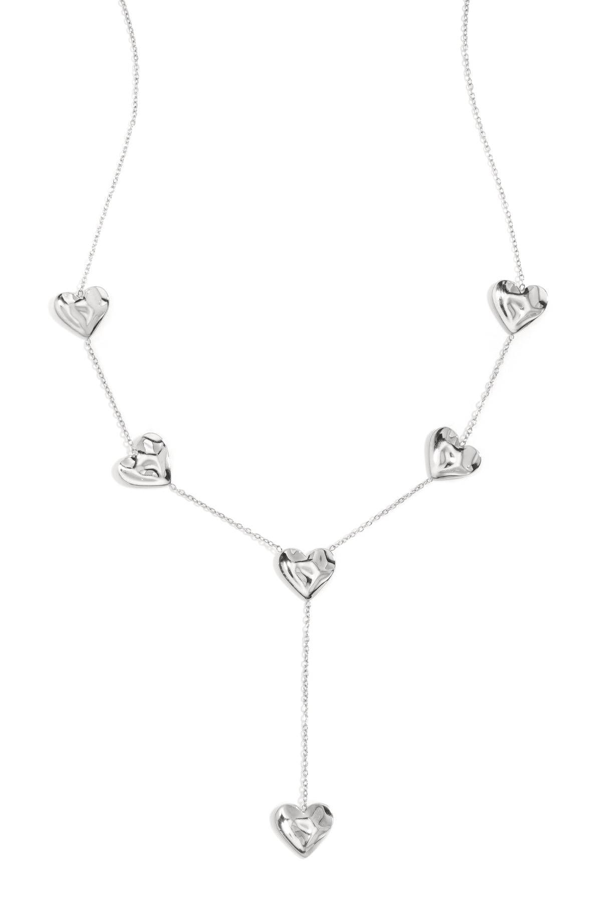 Y-shaped necklace with wavy hearts