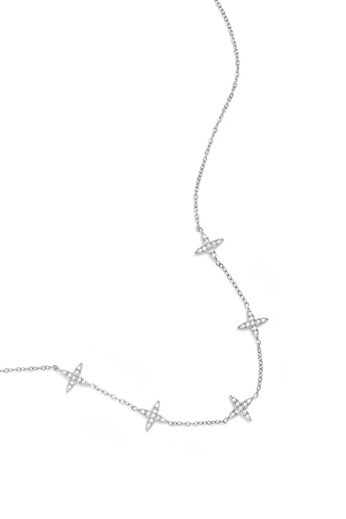 Necklace with clover motif and inlaid clovers