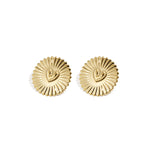 Statement earrings sparkling coin with heart