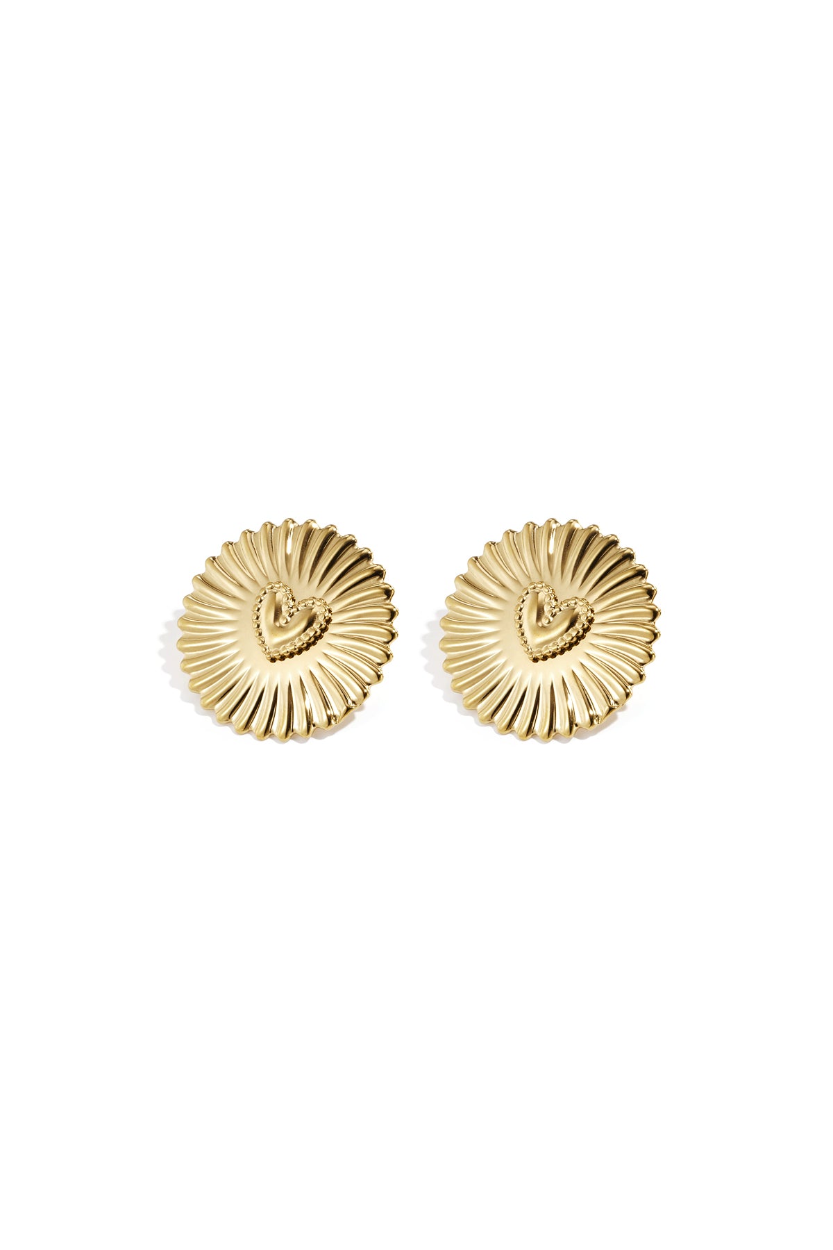 Statement earrings sparkling coin with heart