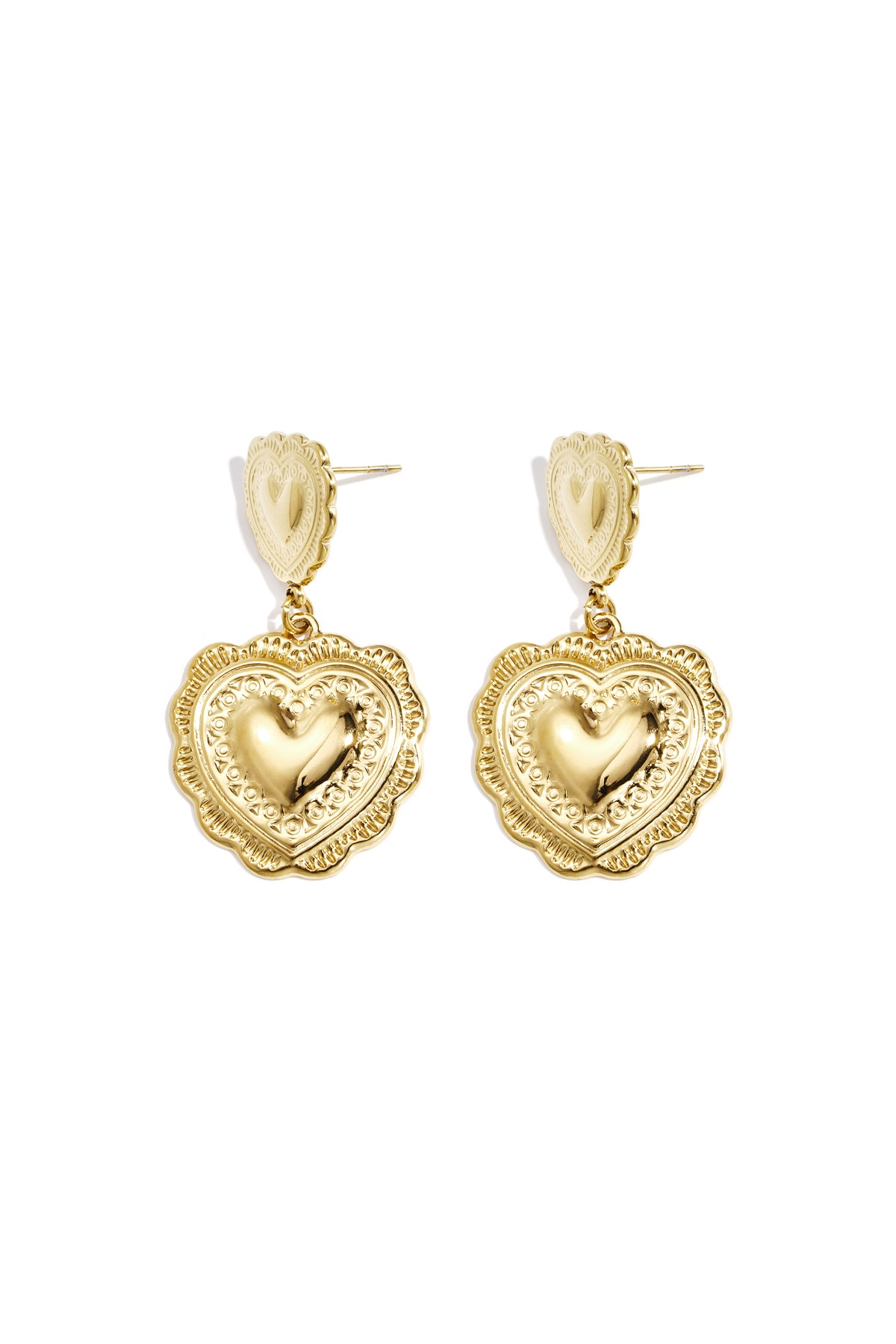 Earrings with heart-shaped pendants
