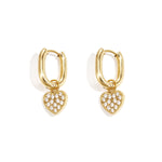 Squoval earrings with set heart charms
