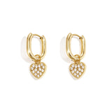 Squoval earrings with set heart charms