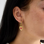 Earrings with colored heart charm