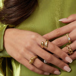 Statement ring with knot and stripe details