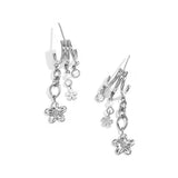 Triple earrings with floral pendants